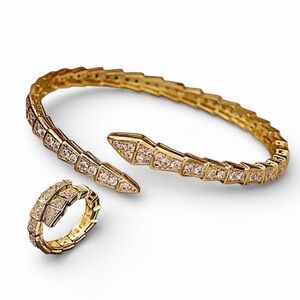 Serpenti Style Bracelet and Ring Jewelry Set Snake design